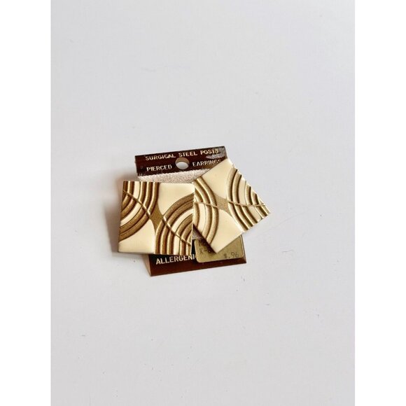 Vintage 80's Unsigned White Silver Rhinestone Enamel Dangle Drop Earrings - Picture 5 of 8